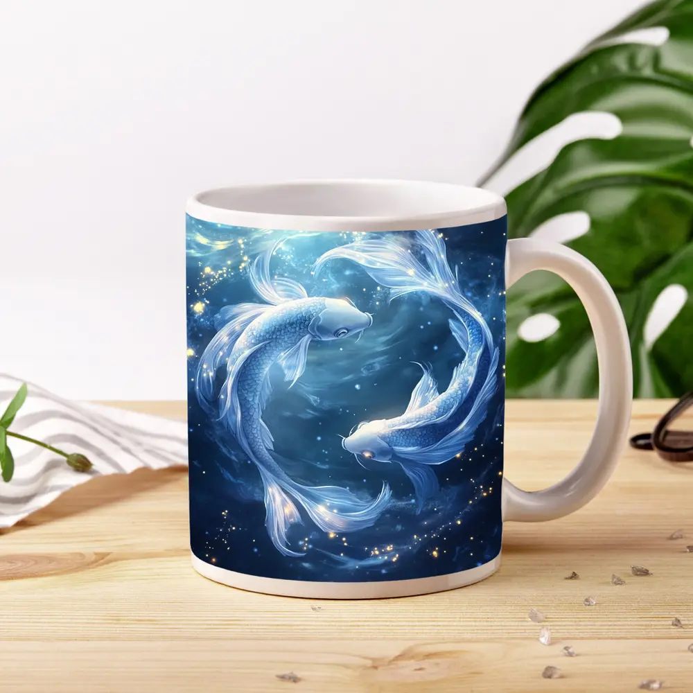 Pisces Koi Fish Glowing Blue Cosmic Water – Mugs