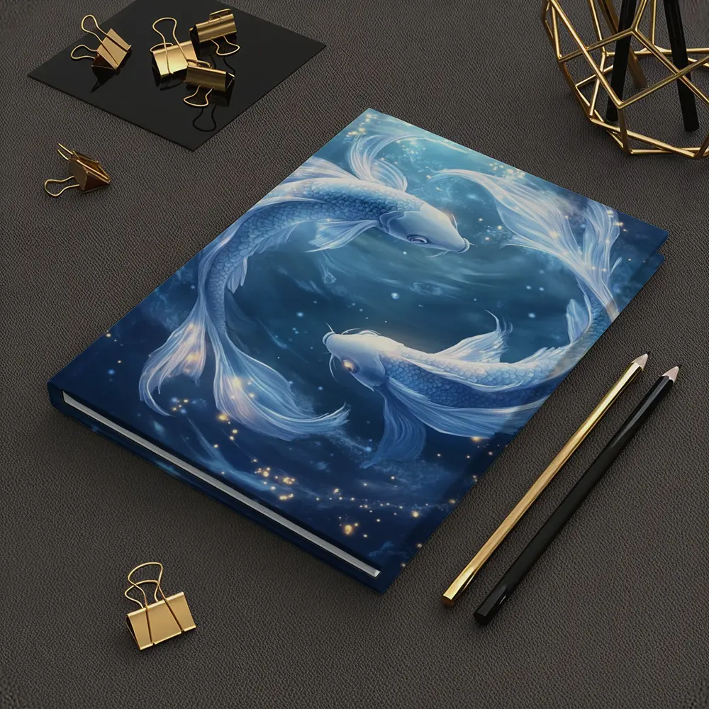 Pisces Koi Fish Glowing Blue Cosmic Water – Notebooks