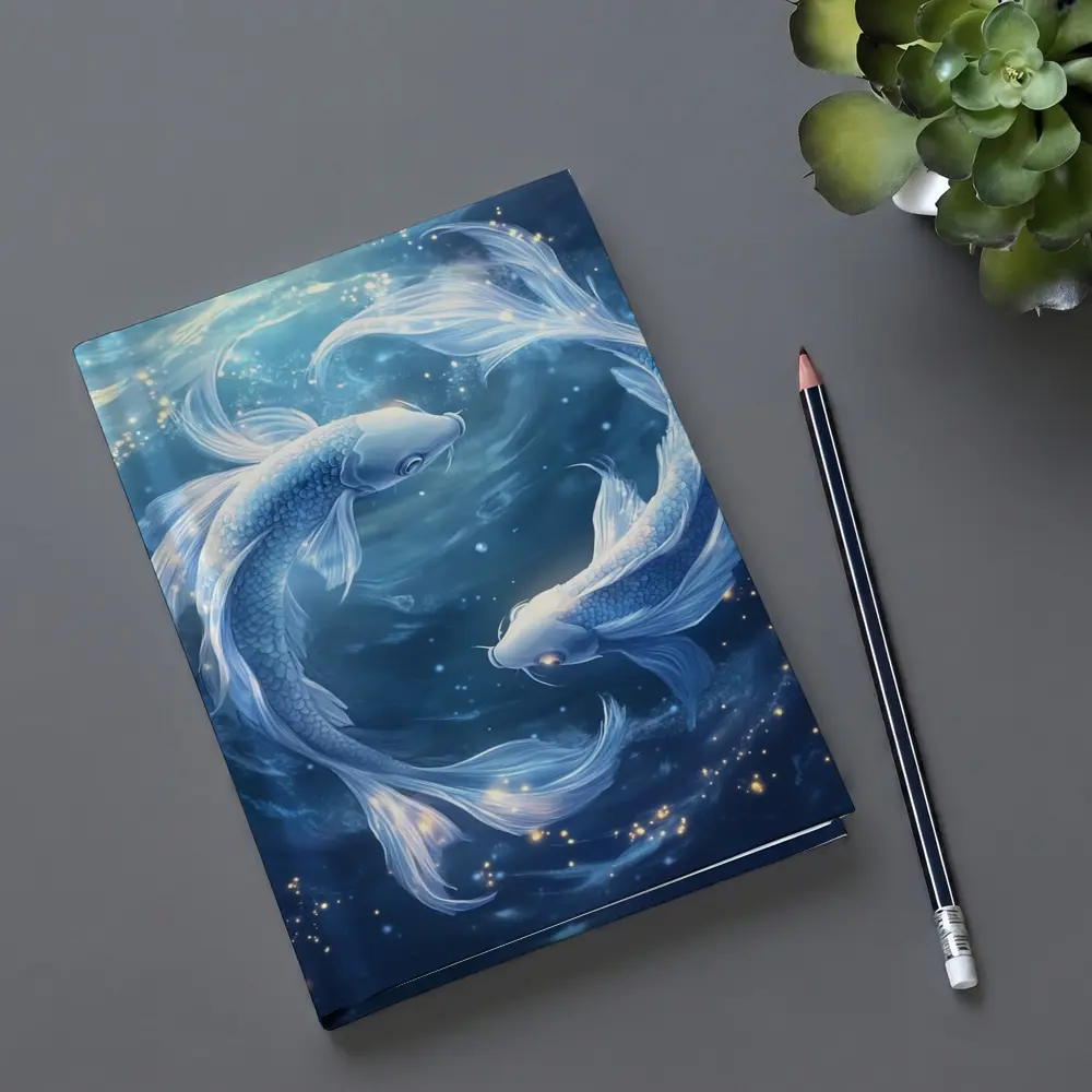 Pisces Koi Fish Glowing Blue Cosmic Water – Notebooks