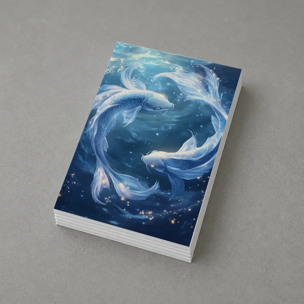 Pisces Koi Fish Glowing Blue Cosmic Water – Postcards