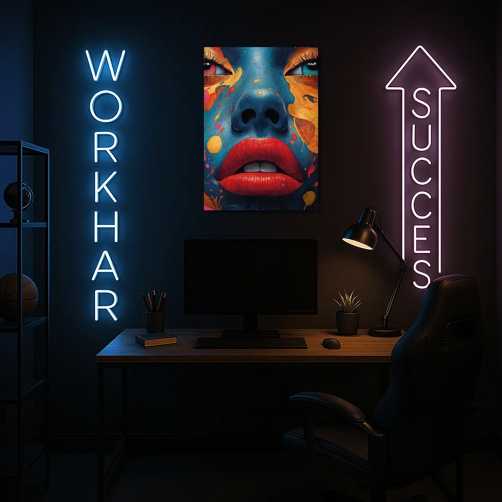 Blue Face Woman Bold Paint Splash Art – Wall Art