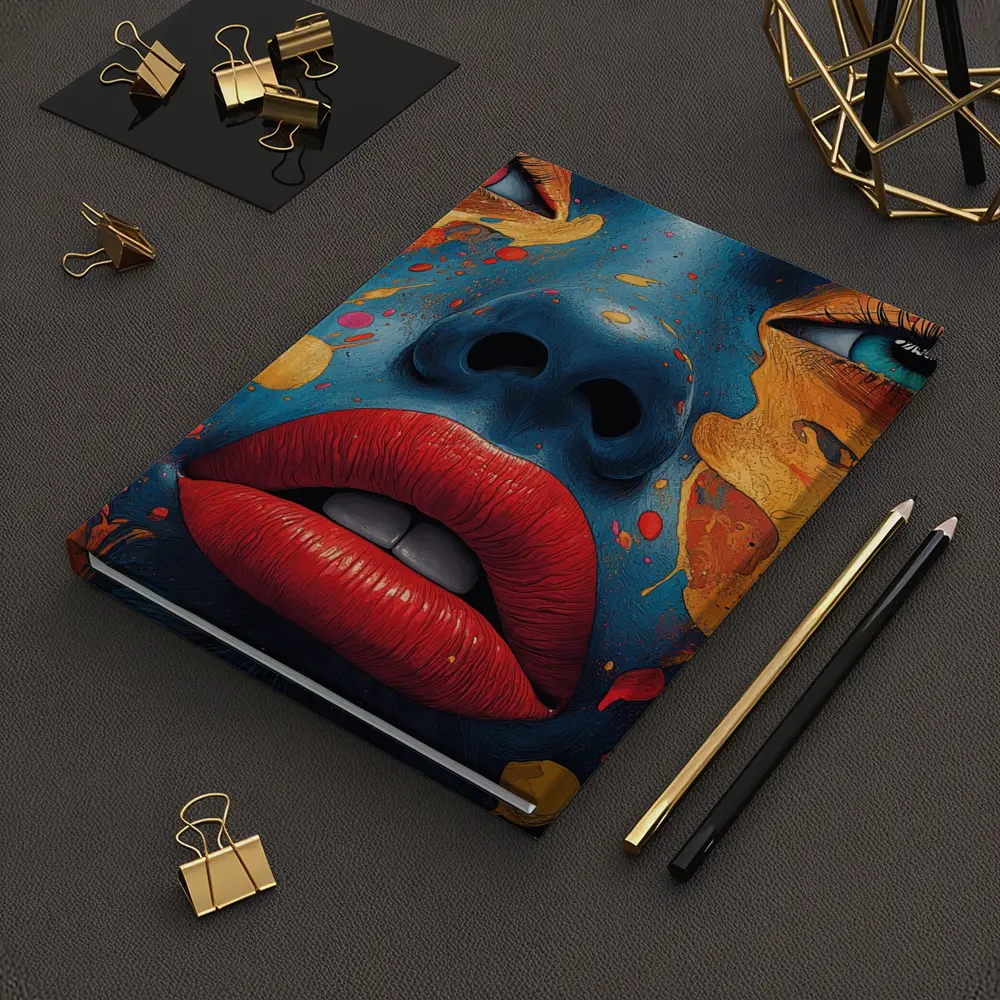 Blue Face Woman Bold Paint Splash Art – Notebooks