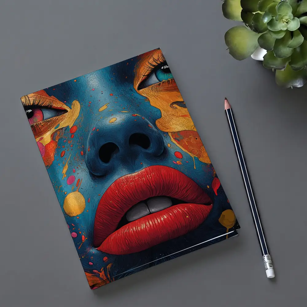 Blue Face Woman Bold Paint Splash Art – Notebooks