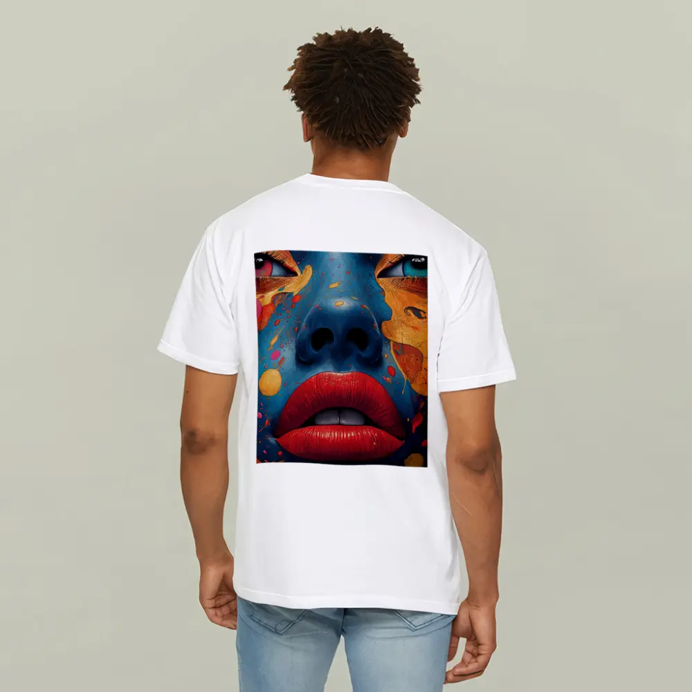 Blue Face Woman Bold Paint Splash Art – T-Shirts
