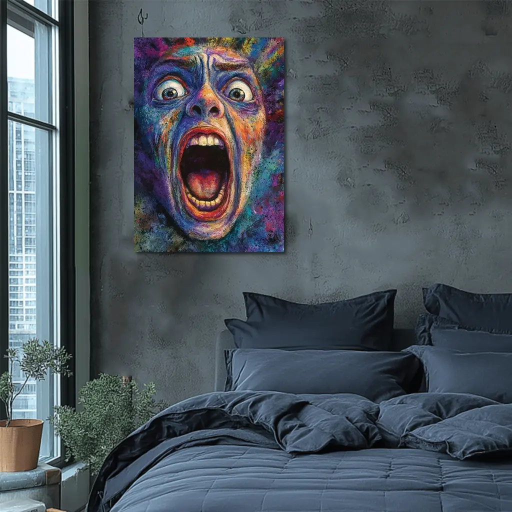 Screaming Face Colorful Expressionist Horror Art – Wall Art