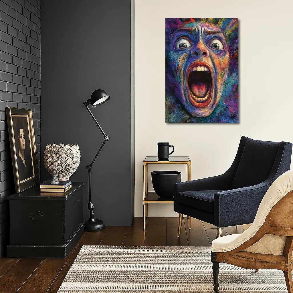 Screaming Face Colorful Expressionist Horror Art – Wall Art