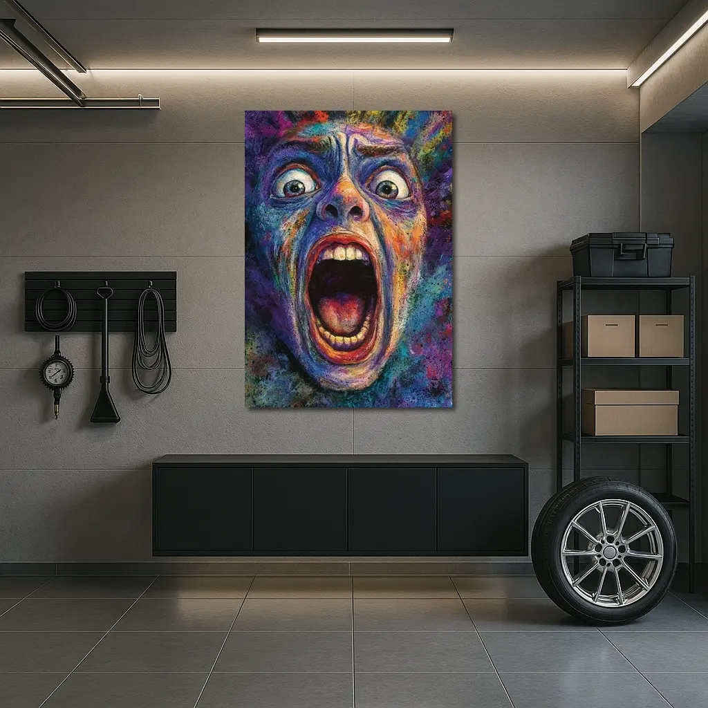 Screaming Face Colorful Expressionist Horror Art – Wall Art