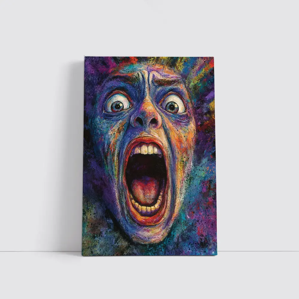 Screaming Face Colorful Expressionist Horror Art – Wall Art