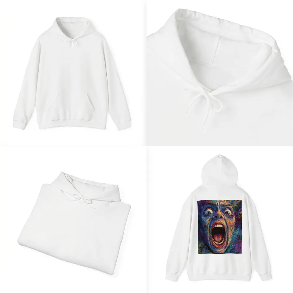Screaming Face Colorful Expressionist Horror Art – Hoodies