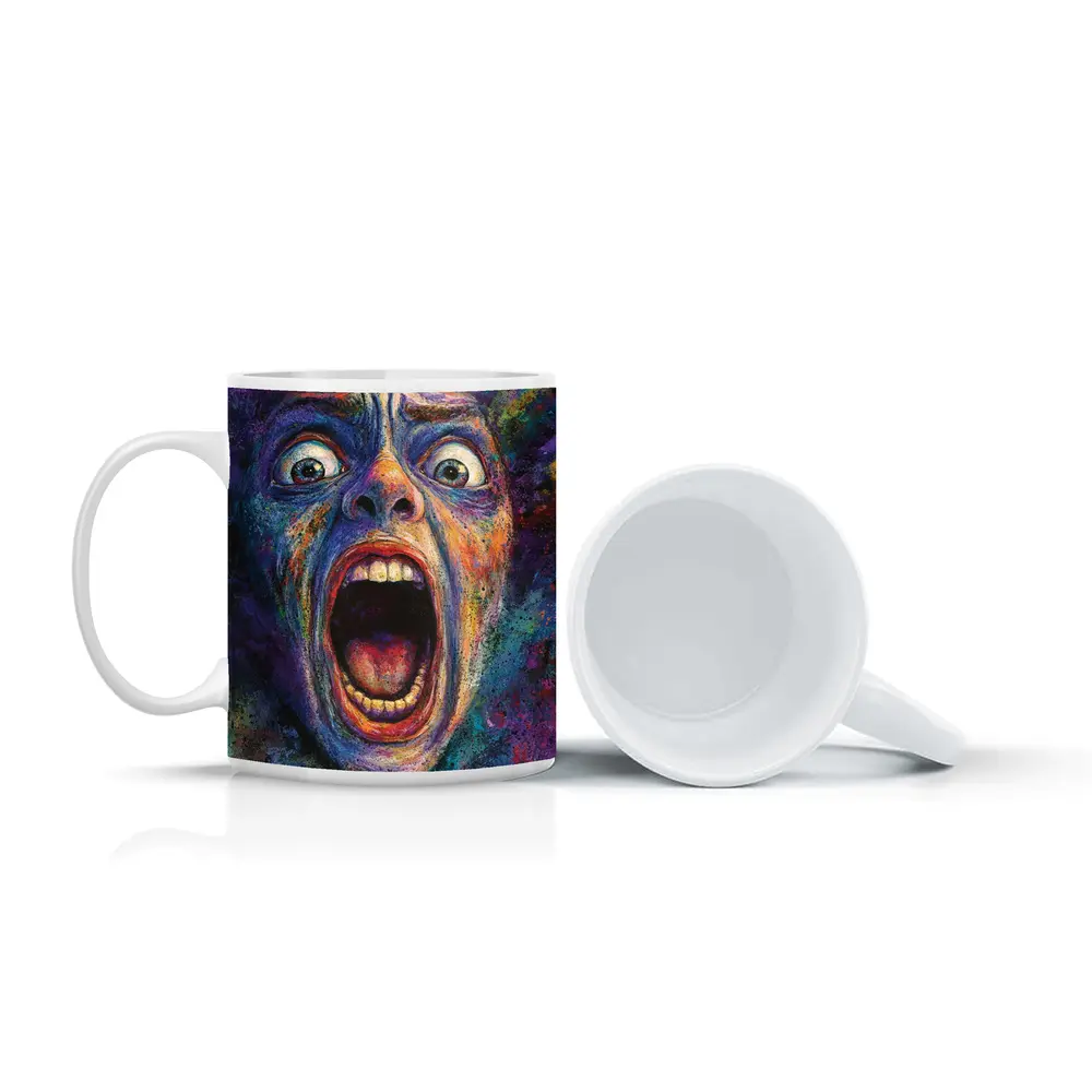 Screaming Face Colorful Expressionist Horror Art – Mugs