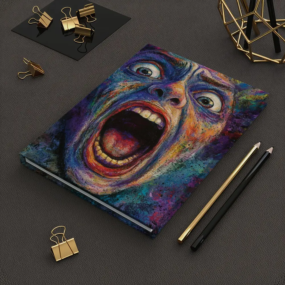 Screaming Face Colorful Expressionist Horror Art – Notebooks
