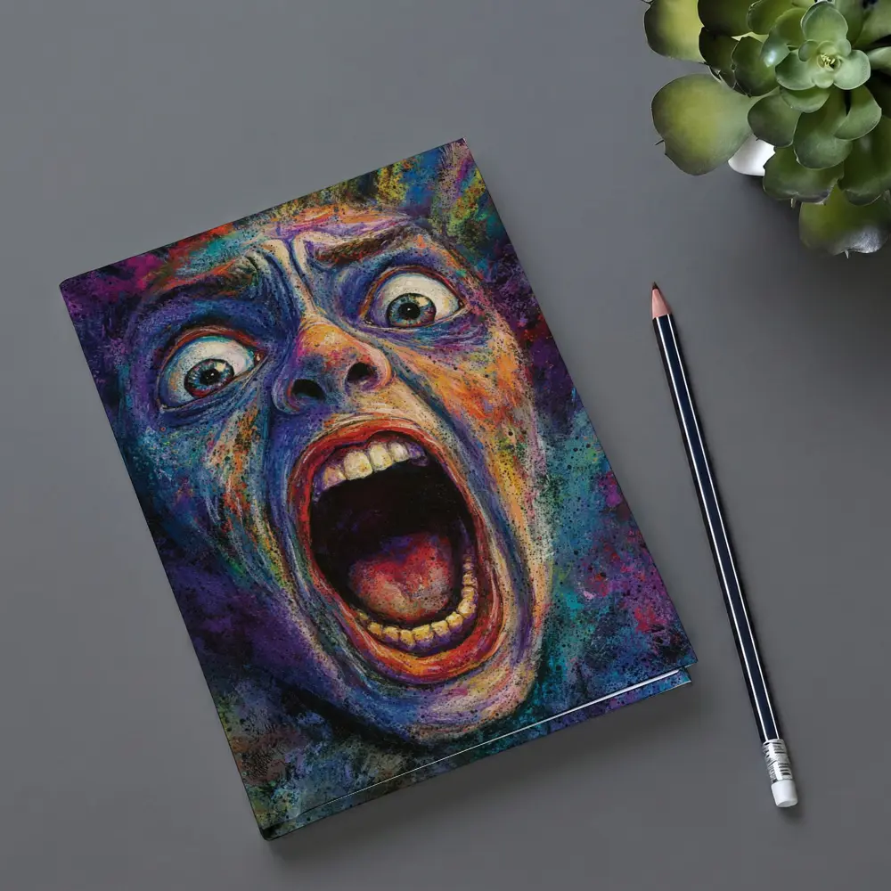 Screaming Face Colorful Expressionist Horror Art – Notebooks