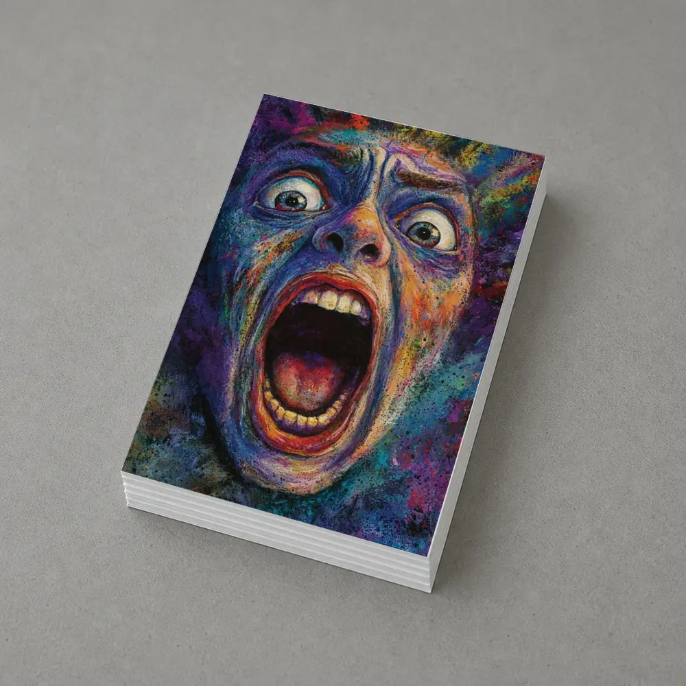 Screaming Face Colorful Expressionist Horror Art – Postcards