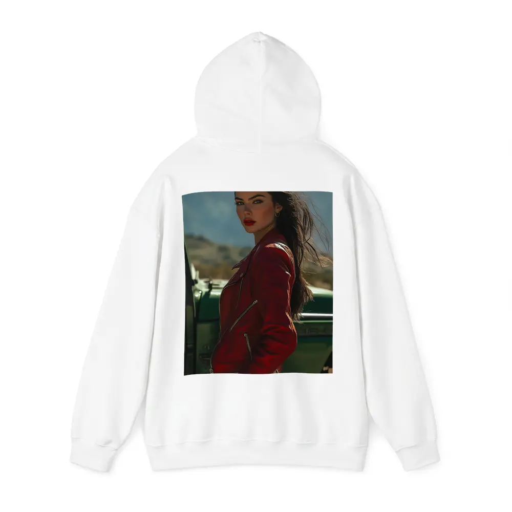 Woman Red Jacket Mountains Outdoor Portrait – Hoodies