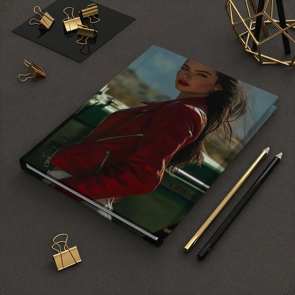 Woman Red Jacket Mountains Outdoor Portrait – Notebooks