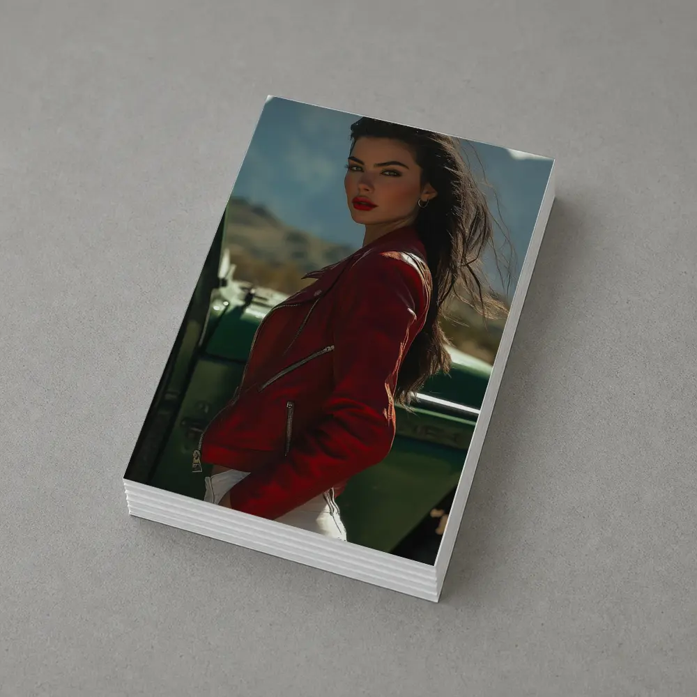 Woman Red Jacket Mountains Outdoor Portrait – Postcards