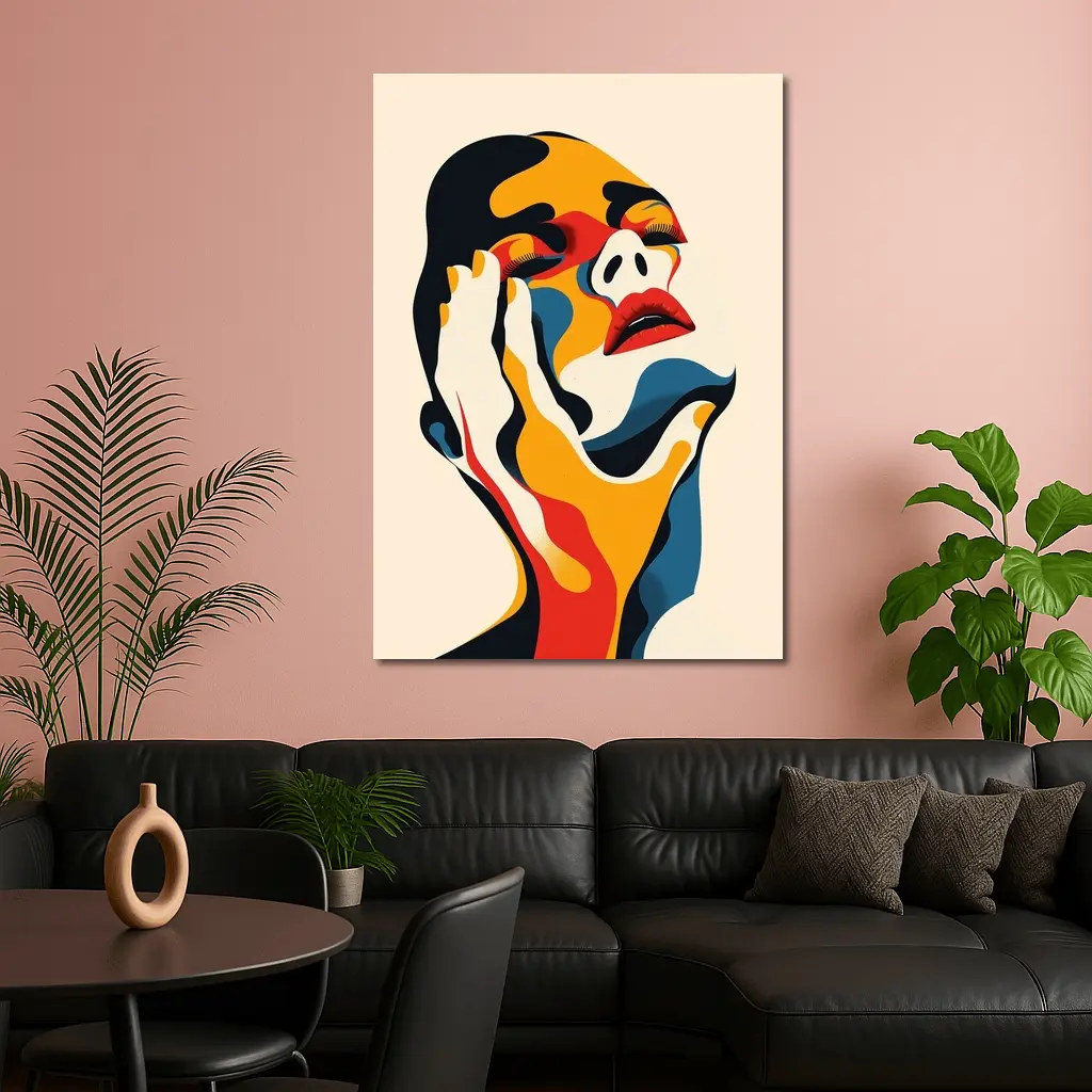 Abstract Woman Face Bold Color Art – Wall Art