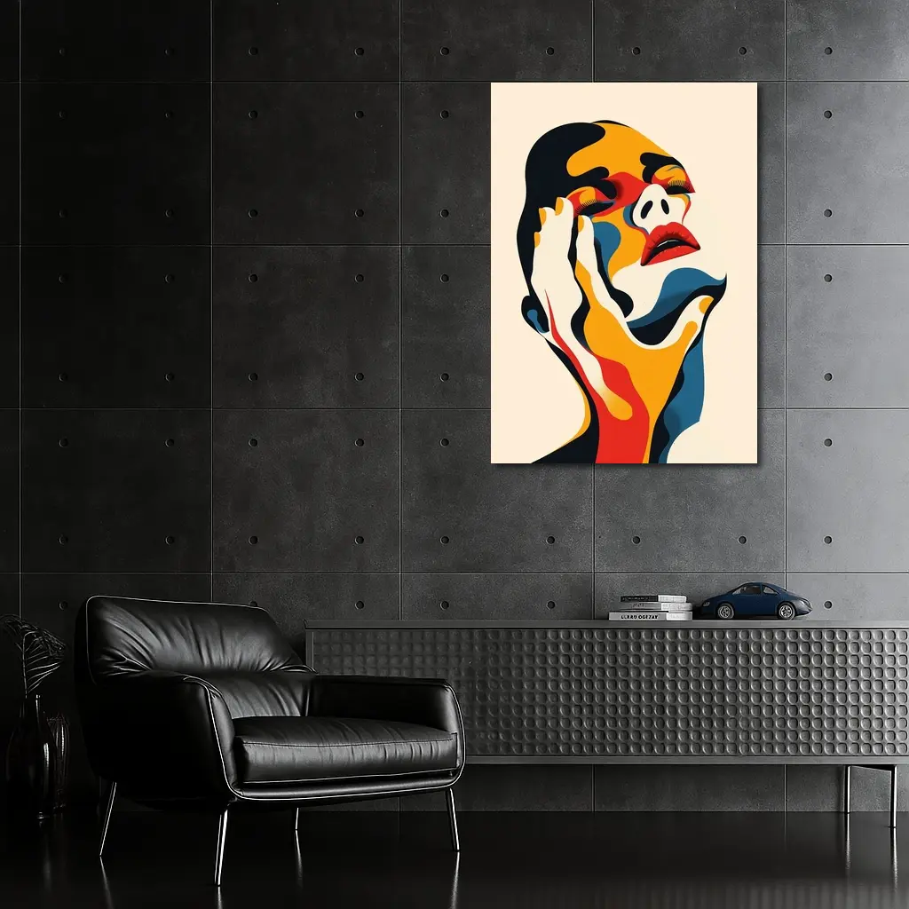 Abstract Woman Face Bold Color Art – Wall Art