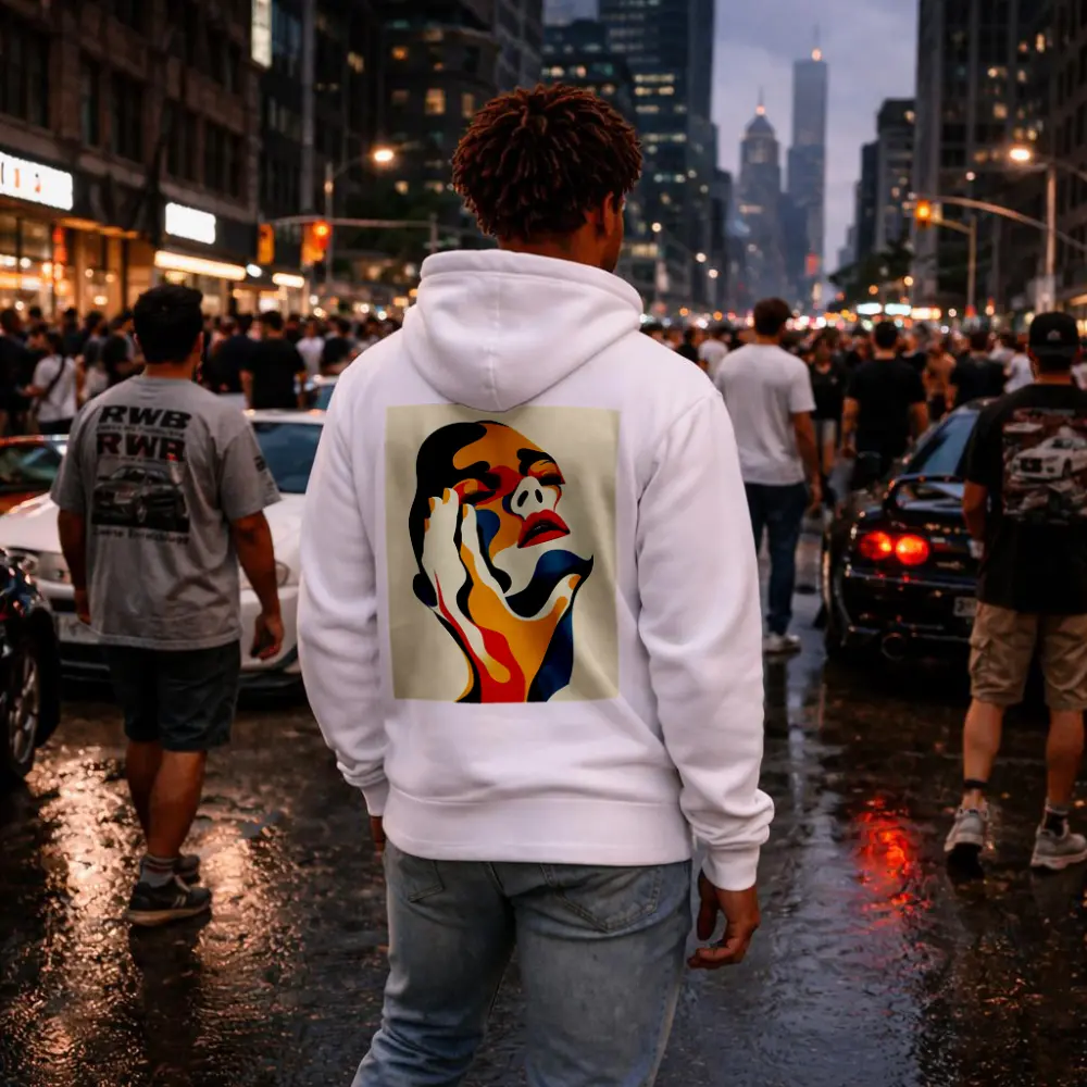 Abstract Woman Face Bold Color Art – Hoodies