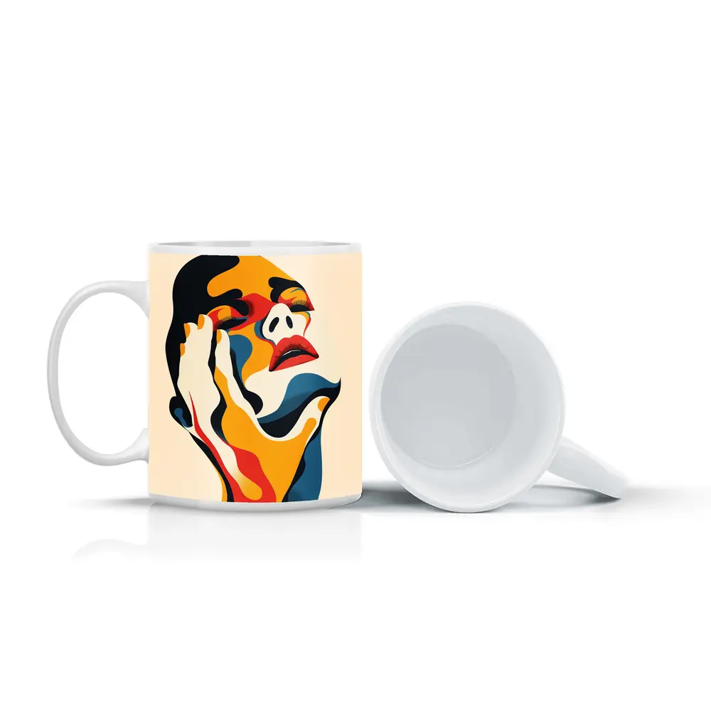 Abstract Woman Face Bold Color Art – Mugs