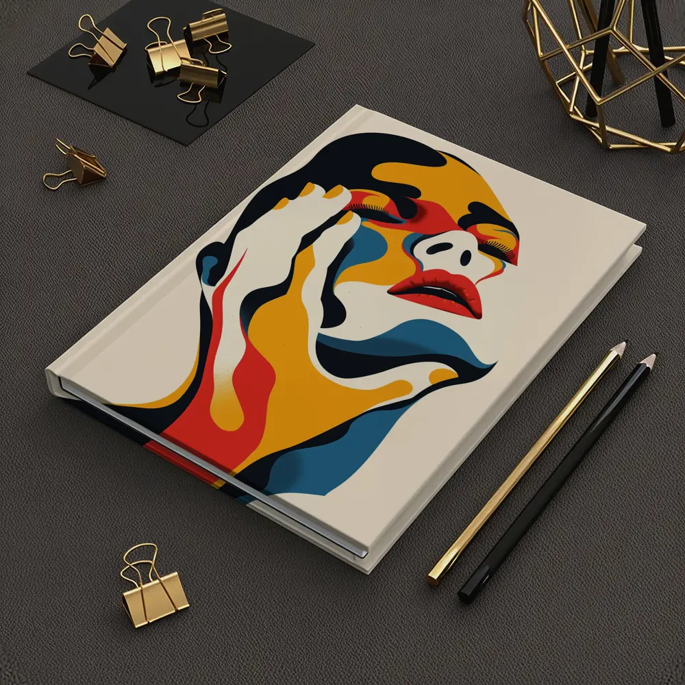 Abstract Woman Face Bold Color Art – Notebooks