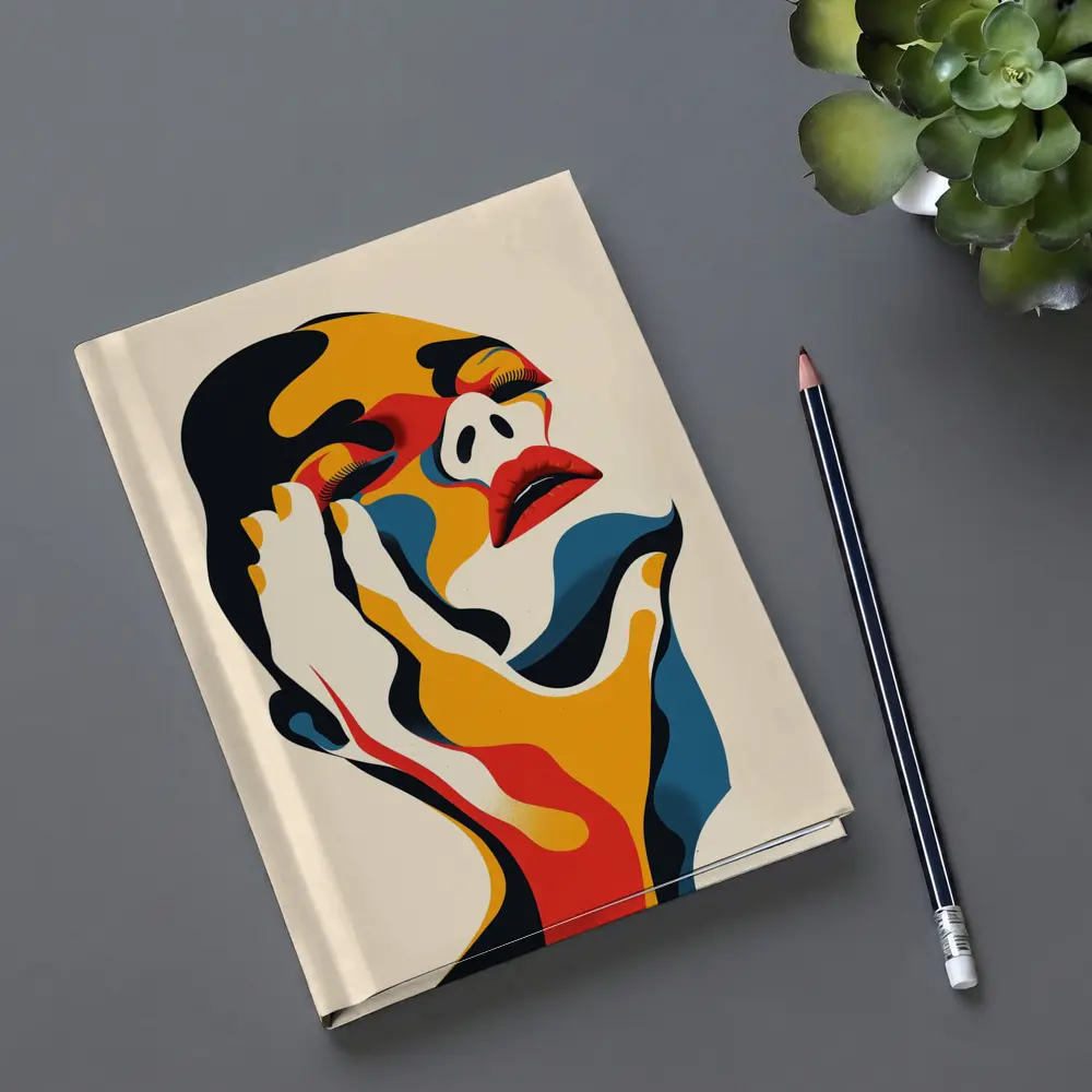 Abstract Woman Face Bold Color Art – Notebooks