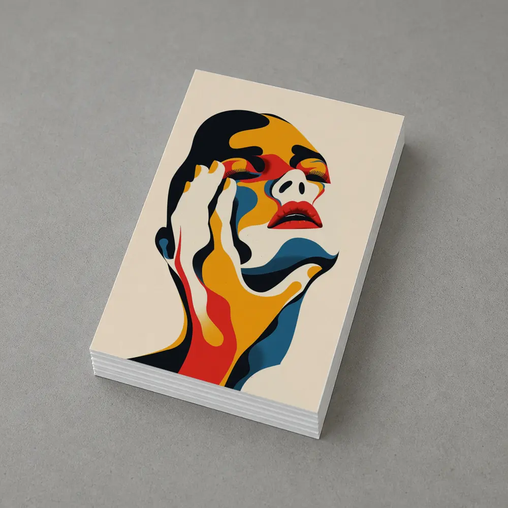 Abstract Woman Face Bold Color Art – Postcards