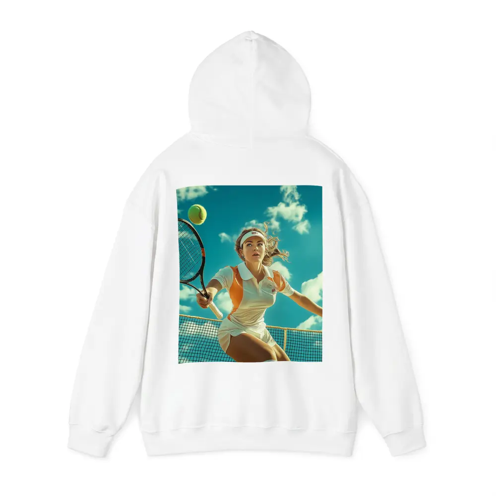 Tennis Player Woman Sky Blue Background – Hoodies