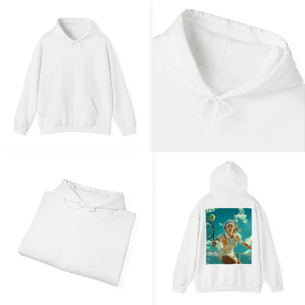 Tennis Player Woman Sky Blue Background – Hoodies