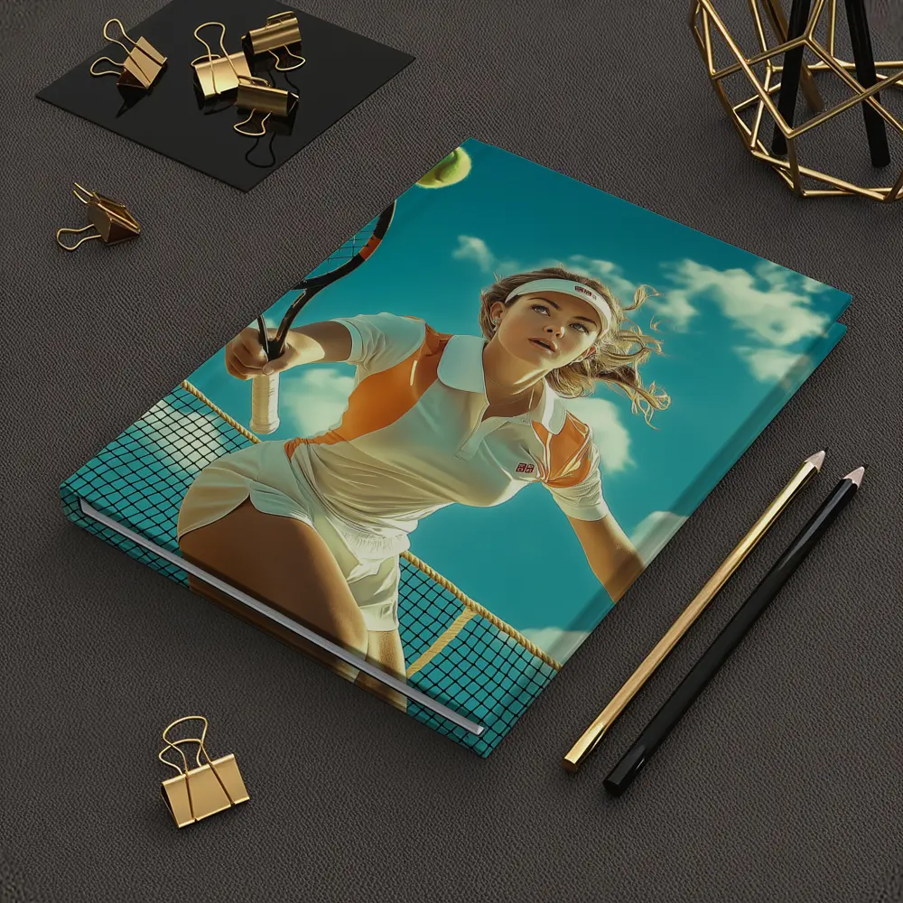 Tennis Player Woman Sky Blue Background – Notebooks