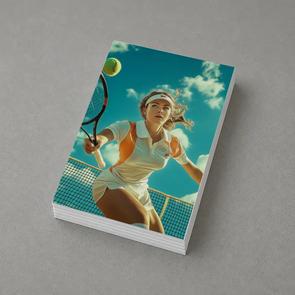 Tennis Player Woman Sky Blue Background – Postcards