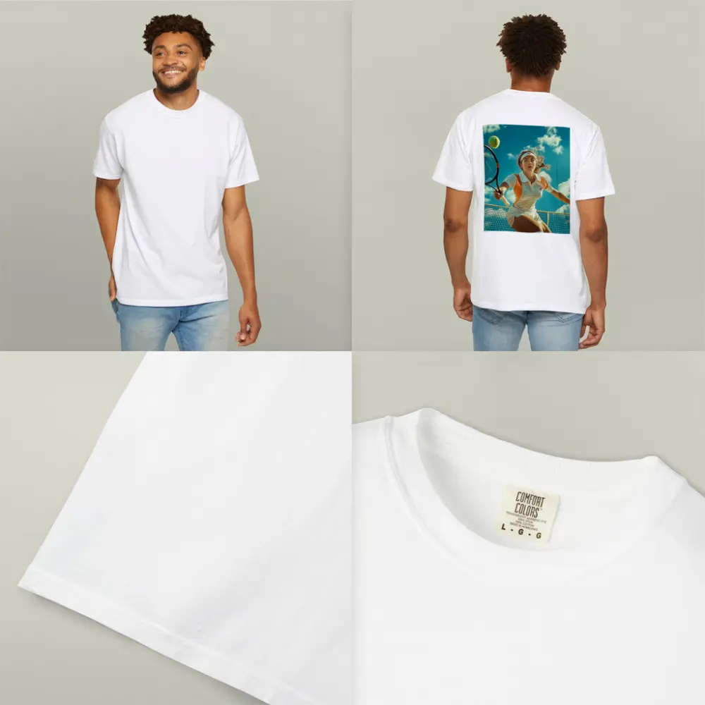 Tennis Player Woman Sky Blue Background – T-Shirts