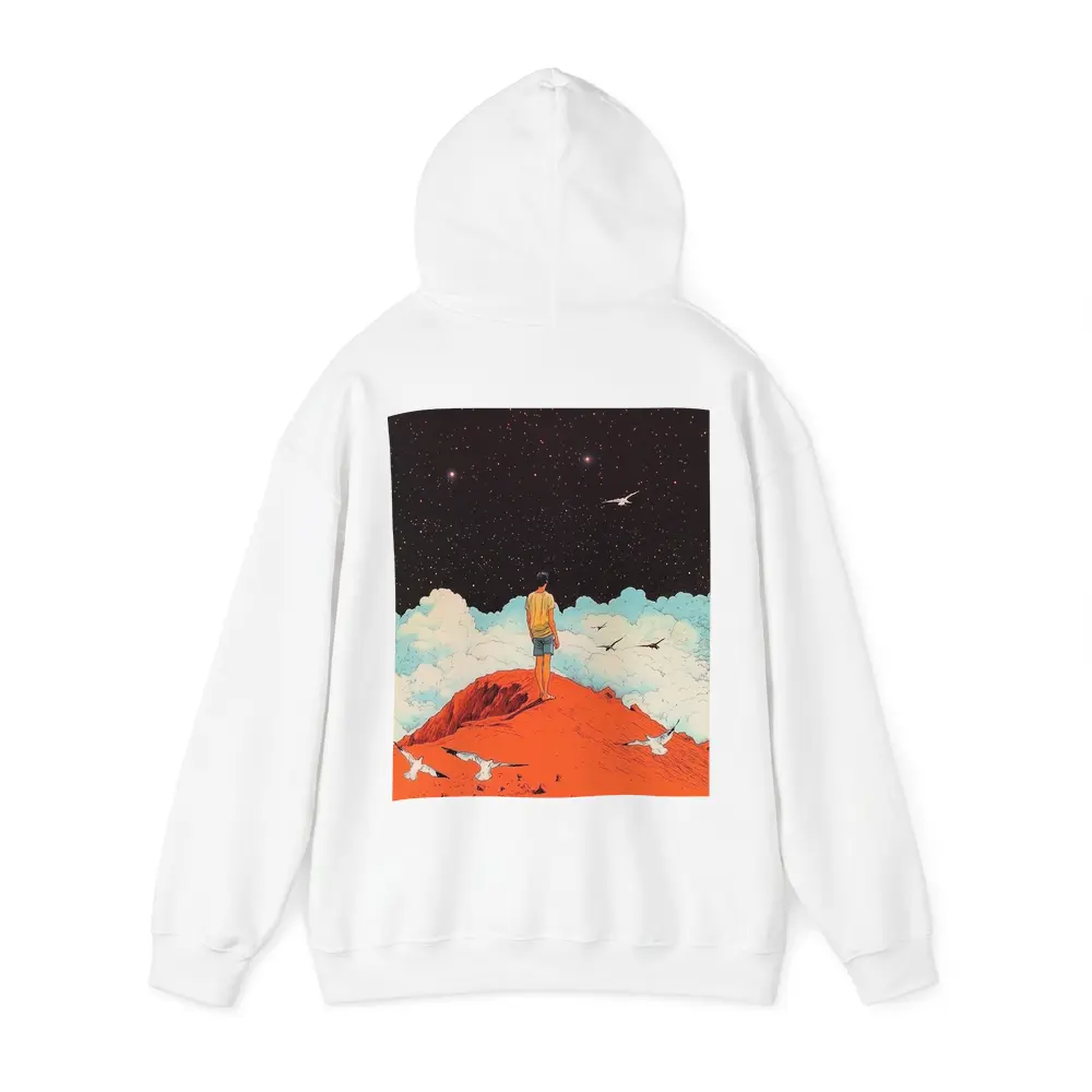 Boy Standing On Red Hill Starry Night – Hoodies