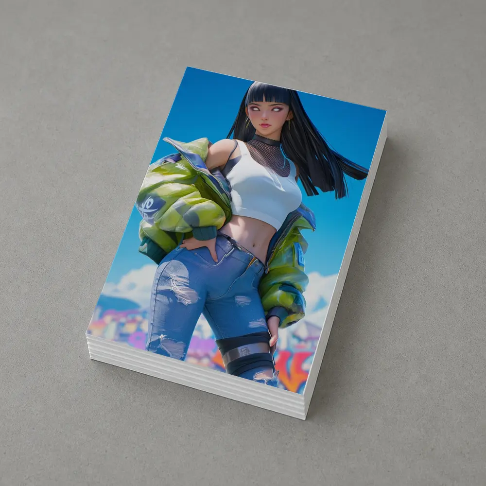Anime Girl Graffiti Street Art Style – Postcards