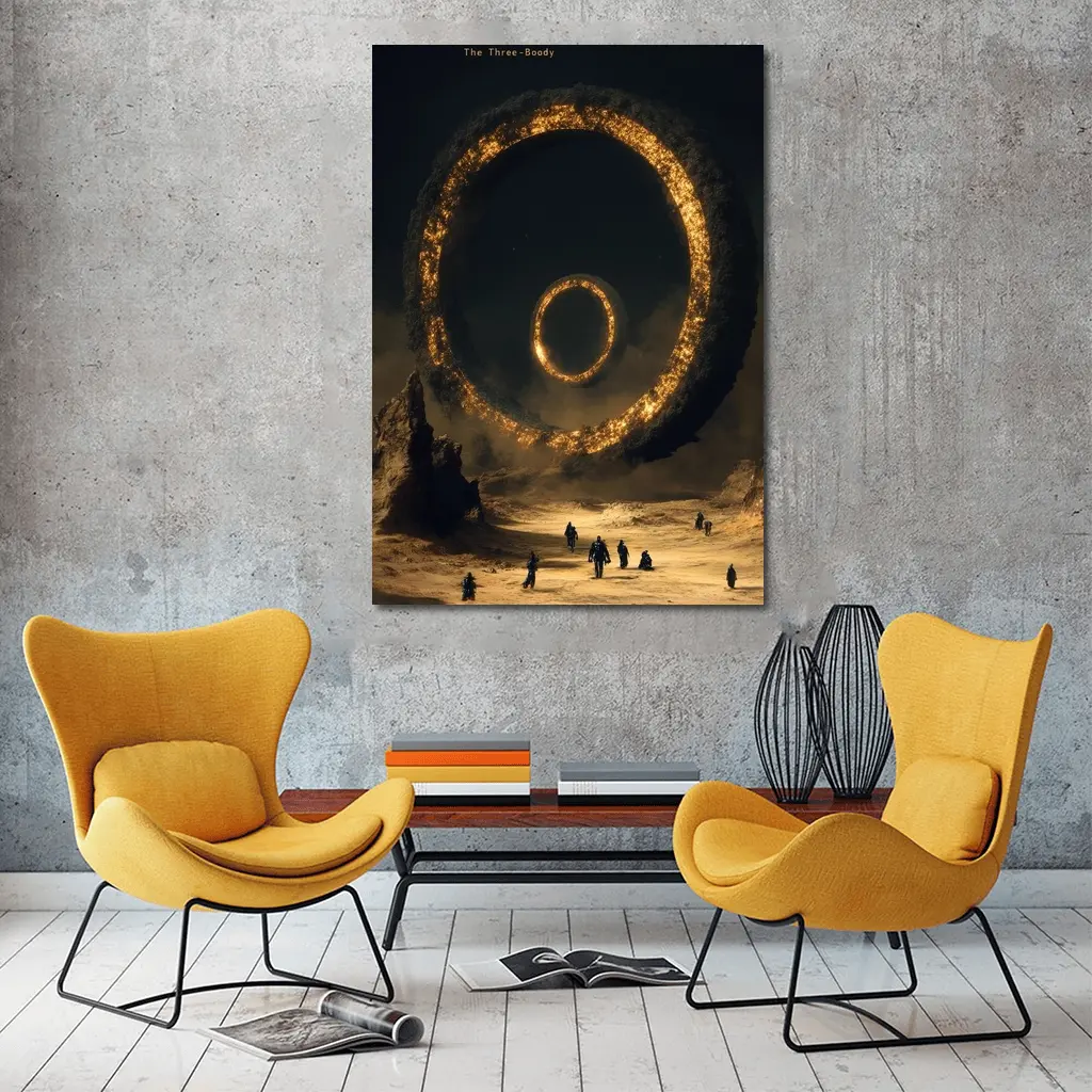 Ancient Stone Ring Desert Sci Fi Art – Wall Art