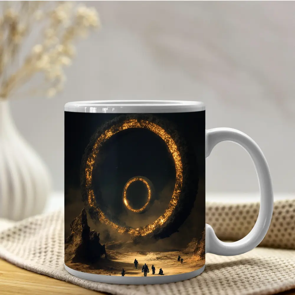 Ancient Stone Ring Desert Sci Fi Art – Mugs
