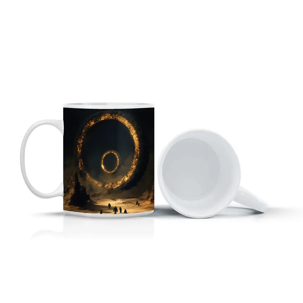 Ancient Stone Ring Desert Sci Fi Art – Mugs