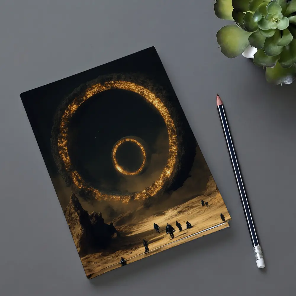 Ancient Stone Ring Desert Sci Fi Art – Notebooks