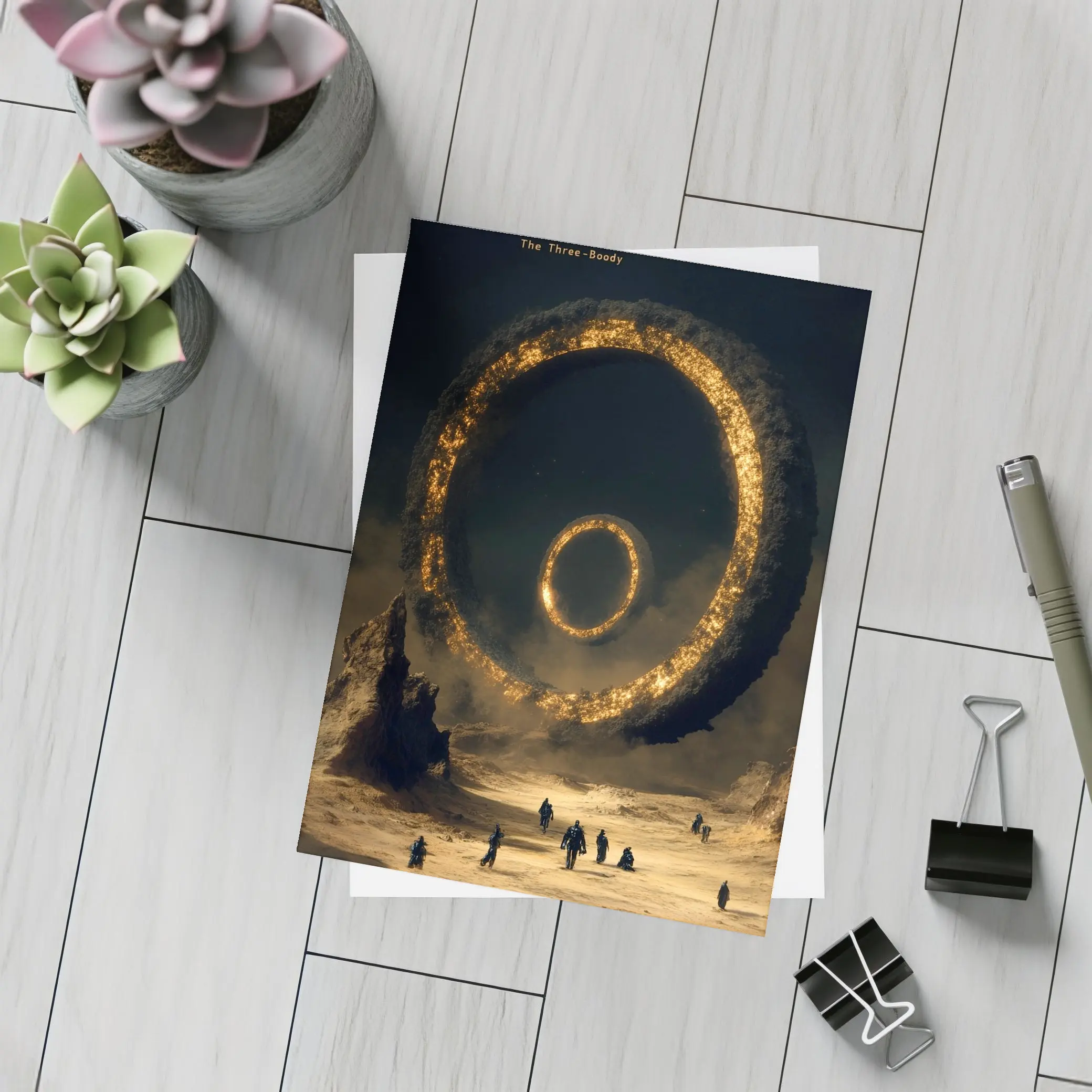 Ancient Stone Ring Desert Sci Fi Art – Postcards