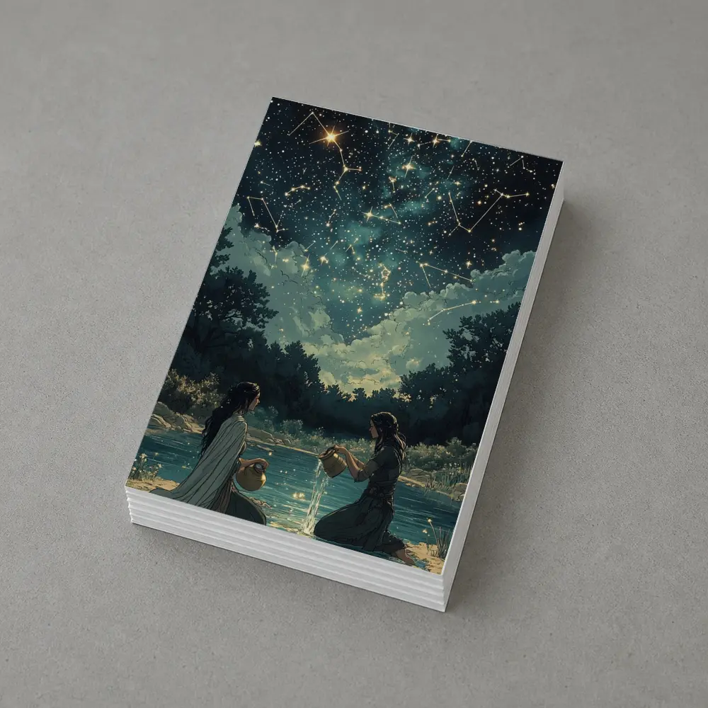 Aquarius Zodiac Women Pouring Water Night Sky – Postcards