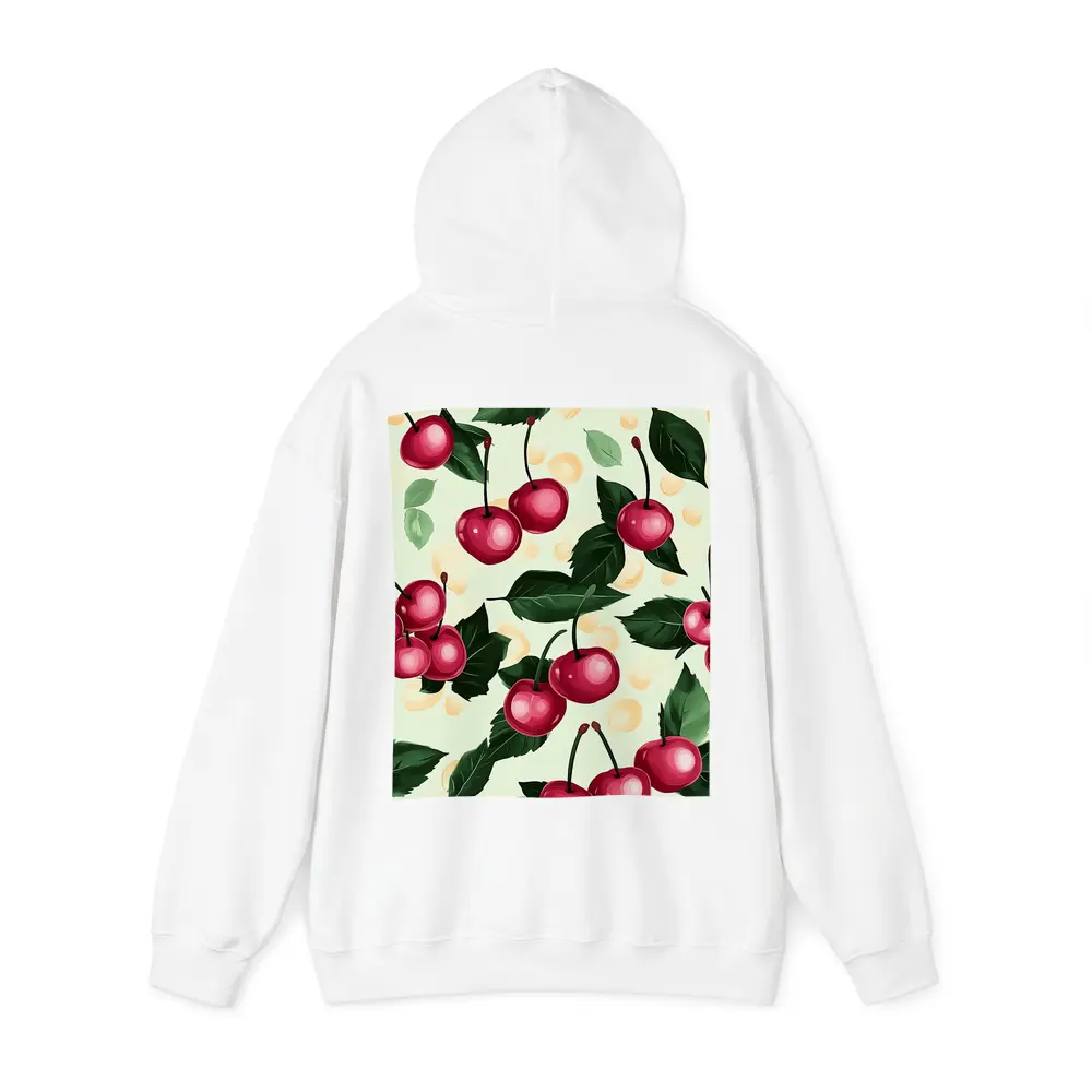 Red Cherry Pattern With Green Leaves – Hoodies