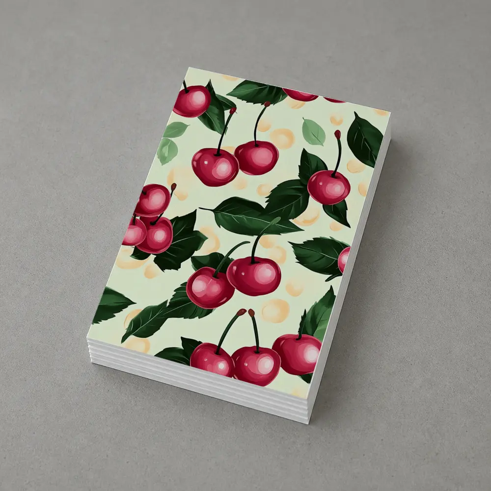 Red Cherry Pattern With Green Leaves – Postcards