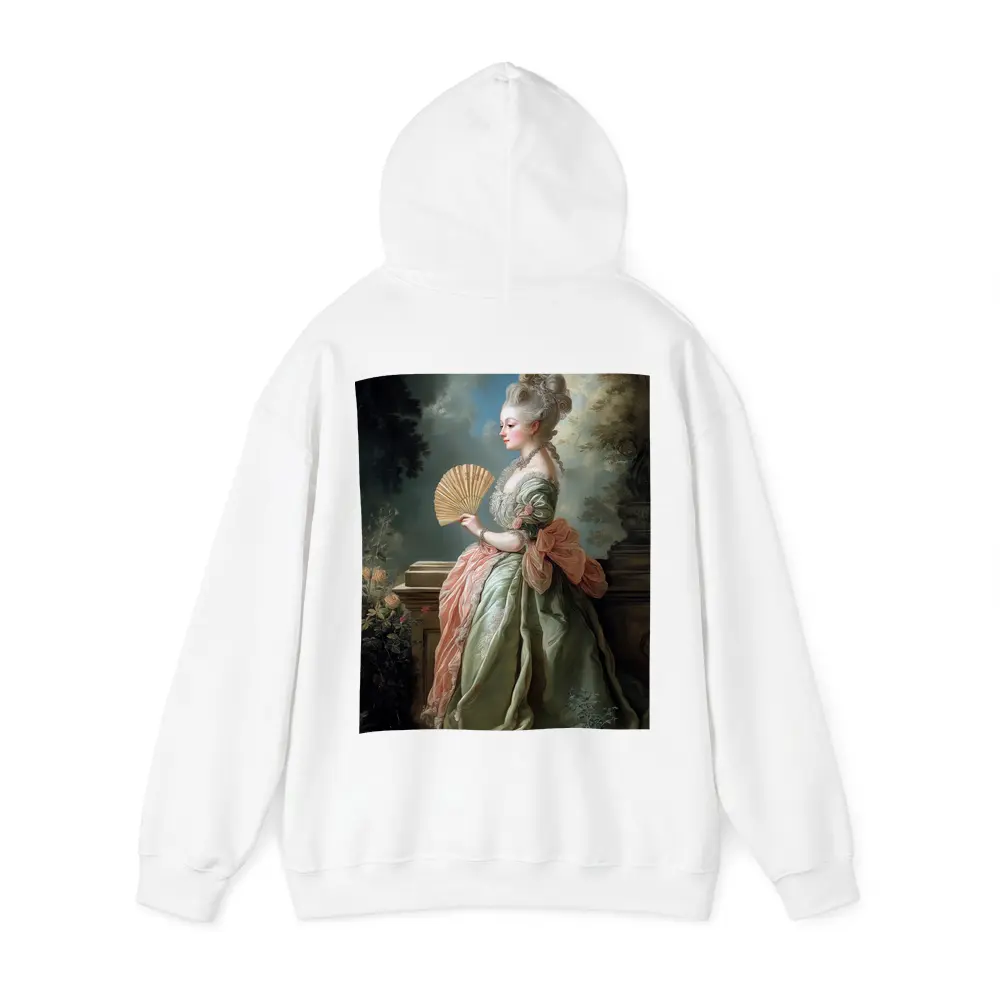Rococo Noblewoman With Fan Garden Portrait – Hoodies