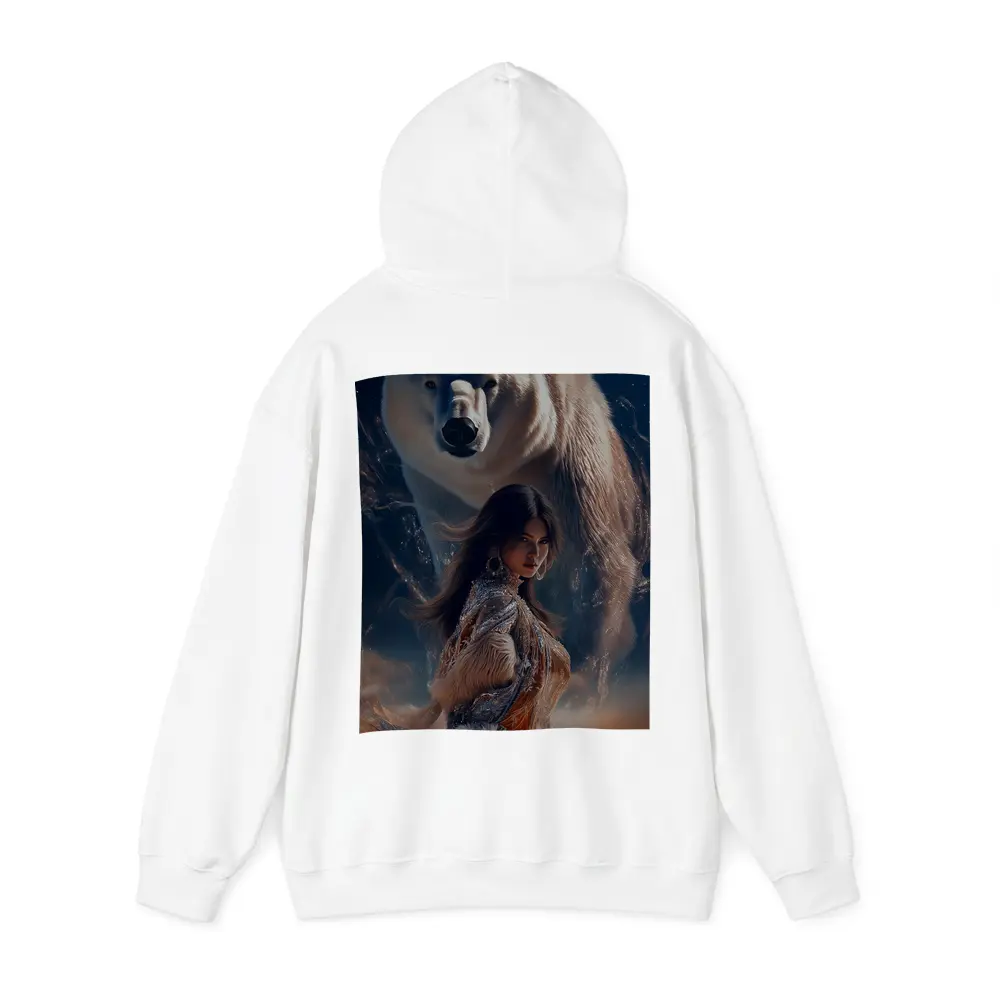 Woman and Polar Bear Mystical Night Art – Hoodies