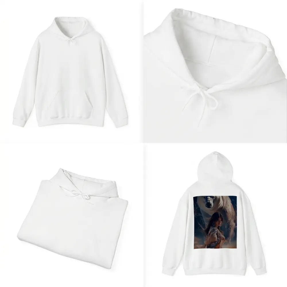 Woman and Polar Bear Mystical Night Art – Hoodies