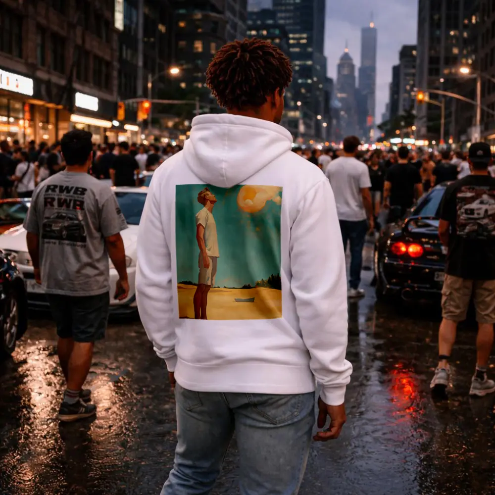 Young Man Looking Up Summer Sky Painting – Hoodies
