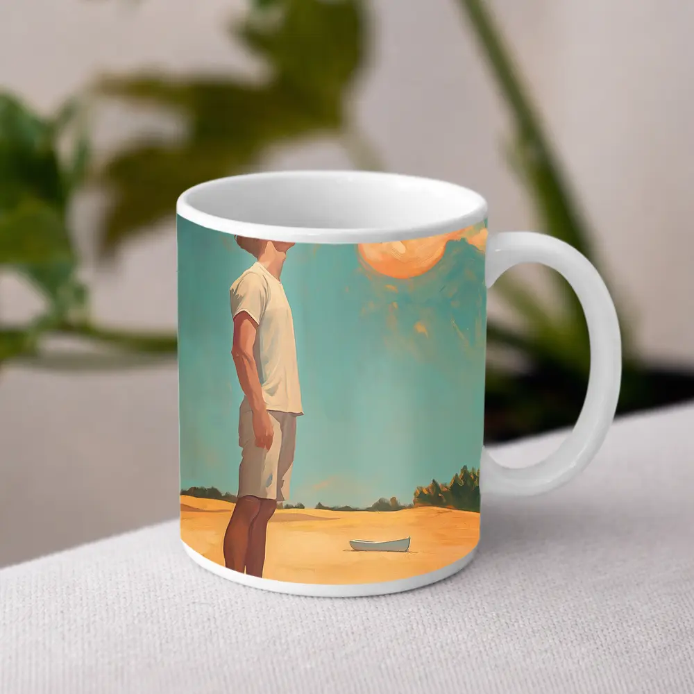 Young Man Looking Up Summer Sky Painting – Mugs