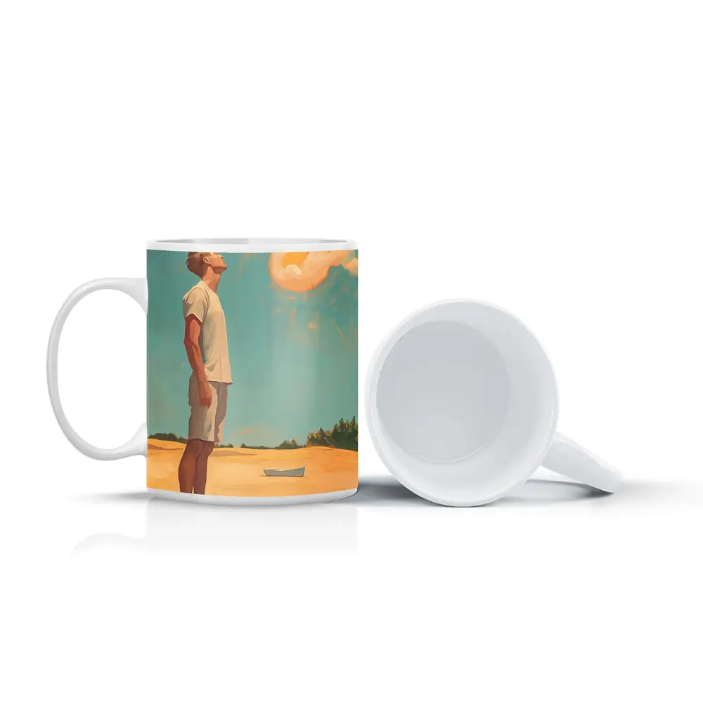 Young Man Looking Up Summer Sky Painting – Mugs