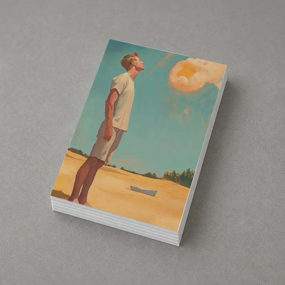 Young Man Looking Up Summer Sky Painting – Postcards