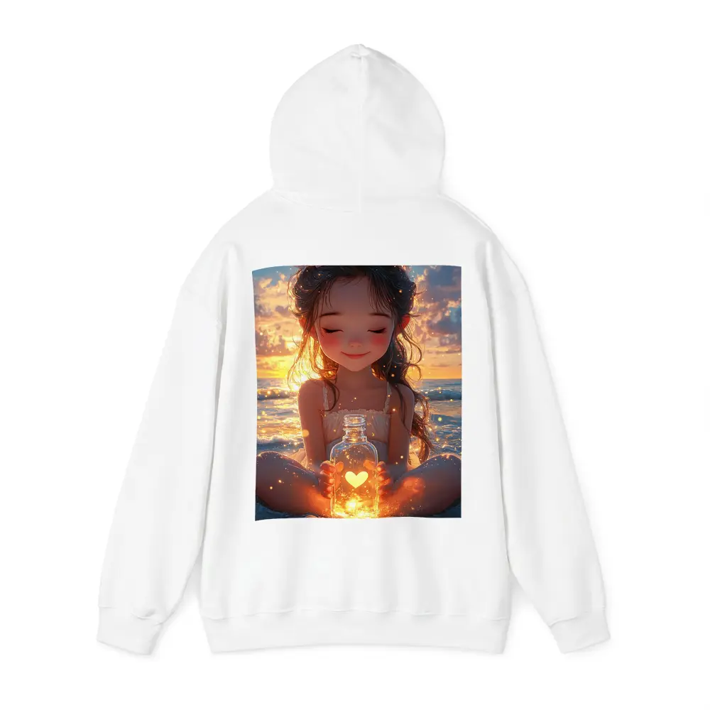 Anime Girl Glowing Heart Jar Beach Sunset – Hoodies